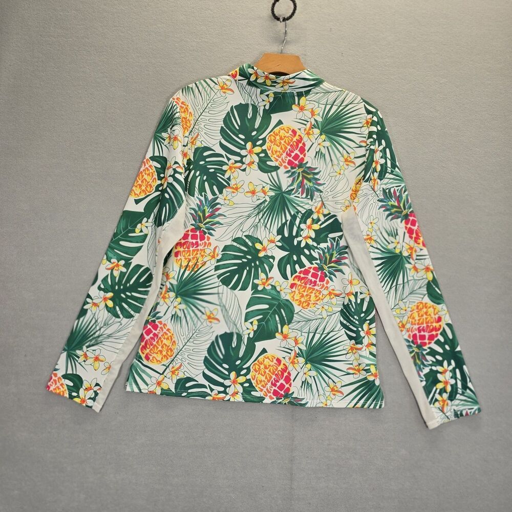 Tail L Womens golf shirt long sleeve tropical print Pinneapples colorful zip - Picture 2 of 13